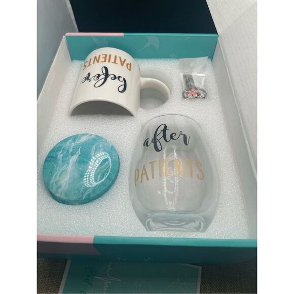 Before Patients After Patients Gift Package Set Mug, Wine Glass, Candle, Key Cha - Picture 6 of 8